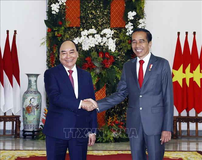 Chủ tịch nước Nguyễn Xuân Phúc hội đàm với Tổng thống Indonesia Joko Widodo
